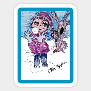 SNOWBALL Fight with Dad Sticker